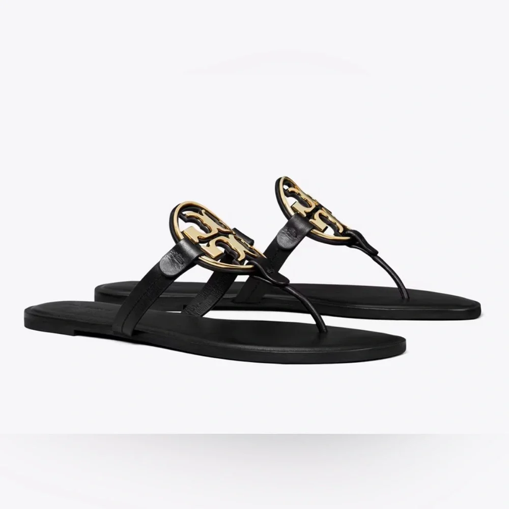 Tory Burch Miller black gold sandal 9.5